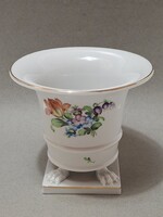 Herendi tulipános körmös, oroszlán lábas kaspó, váza, 14,8 cm