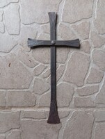 Egyedi Kovics-Manó alkotás Kovácsoltvas Jézus kereszt feszület korpusz vas industrial