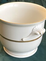 ARANY CSÍKKAL DÍSZÍTETT, BAROKK FÜLES, FEHÉR TESTŰ HERENDI PORCELÁN NAGYMÉRETŰ KASPÓ