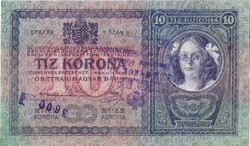 10 korona 1904 szerb bélyegzés 2. gyönyörű egy hajtással
