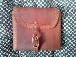 Igazi olasz marhabőr női táska, iparművészeti válltáska, szütyő 1975