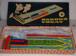 1960'S  LEMEZÁRUGYÁR fém lemez "Rakodó Vonat" MŰNKÖDŐ DOBOZÁVAL SZUPER ÁLLAPOTBAN