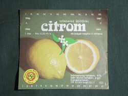 Üdítőital címke ,Pécs sörgyár, Gyöngy Citrom üdítőital,