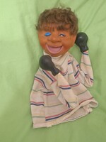 Bokszoló kesztyű báb,  a kezei előre felé mozgathatók, rugós müködésű,mozgó fejjel, német,1970-ból