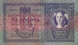 10 korona 1904 A Magyar Pénzügyi Szindikátus Kirendeltsége bélyegzéssel
