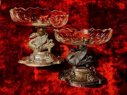 Bécsi, (Jakob Weiss) antik ezüst bonbon kínáló pár, Görgey Jordán  (1852-1912) hagyatékából eladó