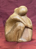 SZERELMES PÁR, FARAGOTT FA SZOBOR 10.5 CM