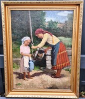 ÁLDOR JÁNOS LÁSZLÓ -Gyerekek a  gémestútnál-