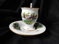 Vintage német forró csokoládés szett egzotikus madarakkal, rovarokkal