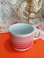 Ritka,  Zsolnay Török János kávés csésze, körbe piros csíkokkal.  52.