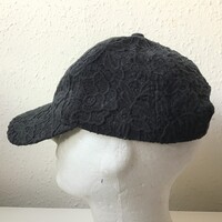 Baseball cap – black cotton – crochet lace pattern.