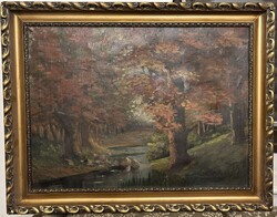 Mesterházy Dénes - Őszi erdő patakkal