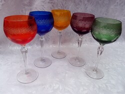 5 db színes kristály pohár - 18 cm