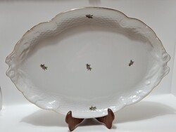Herendi virágmintás nagyméretű masnis kínáló, pecsenyés tál, 40 cm