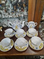 Extrém Ritka Zsolnay Stúdió Dobány Sándor,Egyedi Festésű, 6 Személyes Teás-Kávés Készlet.Gyűjtőknek!