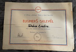 Mávag ,,Acélhang’’ Kultur és Sport Egyesülete Elismerő Oklevél