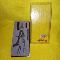 Régi, német, Rotring körző készlet, dobozában.