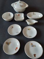 RÉGI JÁTÉK PORCELÁN ÉTKÉSZLET "HOLLÓHÁZA" KB. 70-ES ÉVEK