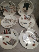 Gien francia tányér+kínáló, kártya,-és különböző játékok rajzával.