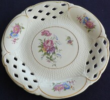 HOLLÓHÁZI porcelán kínáló áttört szegéllyel,aranyozással