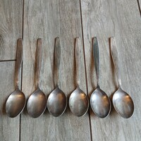 Csodás régi ezüstözött kanál szett (6 db, 19x3x4,4 cm)