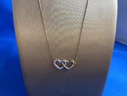 Sárga arany 14 kt. női lánc, cirkónia kövekkel!