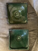 2 db zöld kályha cserép