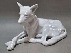 Ó Herendi porcelán nagyméretű német juhász kutya, 28,5 cm