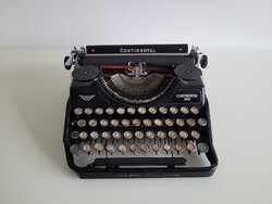 Régi antik 1930 - 40 Continental mechanikus kis méretű írógép táskaírógép tokkal