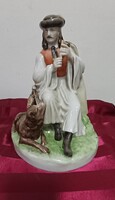 Zsolnay porcelán Furulyázó juhász kutyával