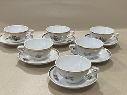 Hollóházi porcelán kávéskészlet: 5+1 csésze+alj
