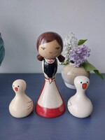 Kokeshi baba, Pásztorlány libákkal, Katagami Kokeshi, Tóth-Vásárhelyi Réka, egyedi, új