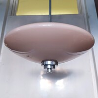 Art deco - Streamline 3 égős csillár felújítva - nagy méretű rózsaszín ernyő
