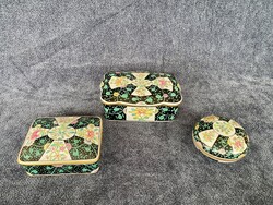 Herendi porcelán Siang Noir (SN) bonbonier és cigaretta dobozok