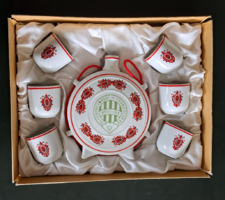 Hollóházi Fradi mintás italos készlet dobozában