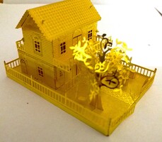 GYÖNYÖRŰ Mini Villa Ház RÉZ LEMEZ 3D lézerrel vágott HO VASÚTI TEREPASZTALHOZ  fotomaratott fém