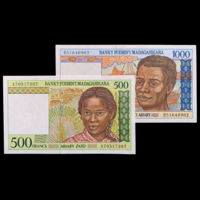 Madagaszkár 500 & 1000 Frank