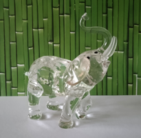 MESESZÉP,NAGY CSISZOLT KRISTÁLY SZERENCSEHOZÓ,ELEFÁNT FIGURA,SZOBOR,LEVÉLNEHEZÉK