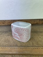 -AV825- Régi Hollóházi Porcelán Páva Mintás Váza Kaspó