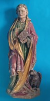 Szt János evangelista , nagyon régi faragott fa szobor , 49,5 cm
