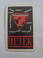 Élelmiszerkereskedelmi Vállalat 1972. évi kártyanaptár - Baranya megyei-, Miskolci-, Tatabányai-,