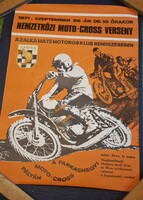 Motoros plakát 1971-ből a Farkashegyi moto-cross versenyről, első tulajdonostól. 67 x 47 cm