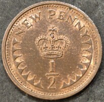 United Kingdom half, ½ penny, 1975.