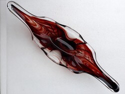 Vintage Bohemia művészi vastag üveg tál, asztalközép, 41 cm