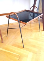 Vintage 60as 70es évek fém és üveg dohányzóasztal mid century  lerakóasztal asztal