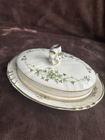 Hollóházi porcelán vajtartó + szalvétatartók – 1945 Erika minta – ÚJ, tanúsítvánnyal