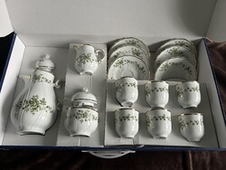 Hollóházi porcelán MOKKA készlet 15 részes – ÚJ, dobozos, tanúsítvánnyal