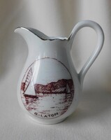 Antik Zsolnay tejkiöntő Balatonos dekorral
