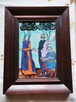 Kis méretű tűzzománc kép kerettel, Somogyi Gábortól