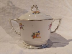 Zsolnay pajzspecsétes manófüles porcelán cukortartó